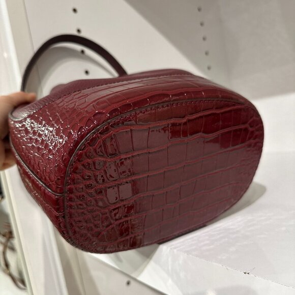 NWT!NEW!Michael Kors Reed Bucket Bag Crocodile Embbossed Leather Belted -Oxblood - Picture 12 of 15